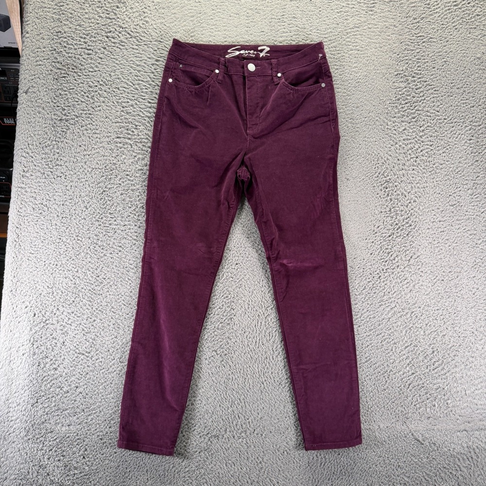 Seven7 Pant Womens 10 Purple Corduroy Chino Skinny Preppy Business Career Office